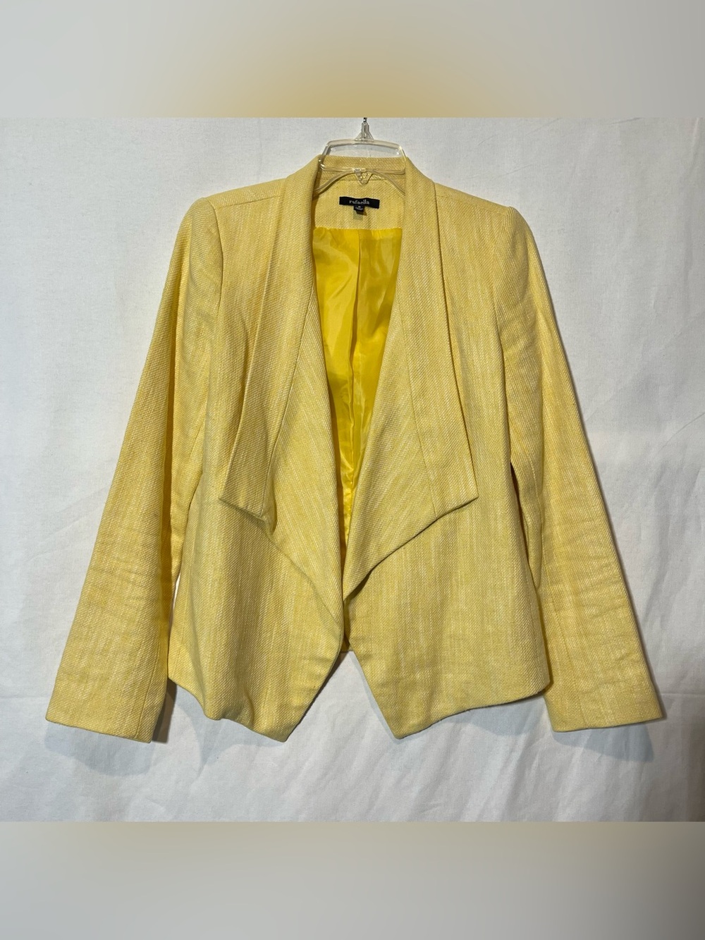 Rafaella Yellow Draped Open-Front Blazer